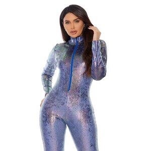 Purple Zip Front Reptile Women Jumpsuit Brand New Forplay Brand